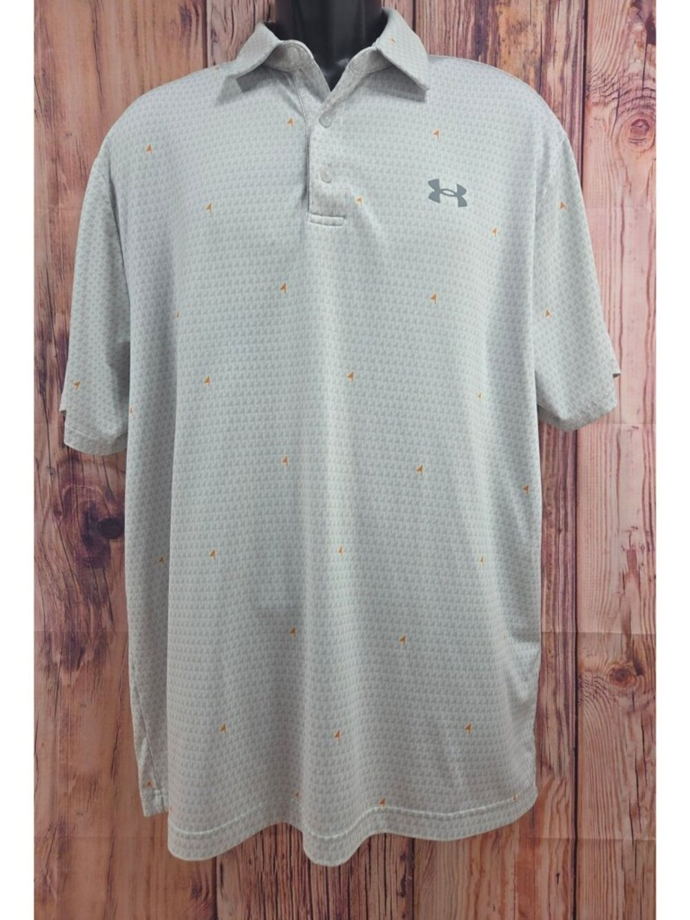 Under Armour Mens Playoff Polo Shirt Size Large Gray With Subtle Orange Accents